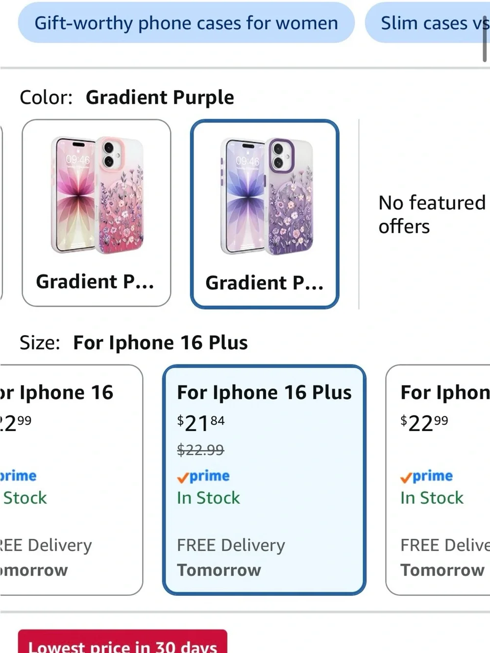 NEW Lavender Floral iPhone 16 Plus Case - Fsoole Compatible Women's Accessory